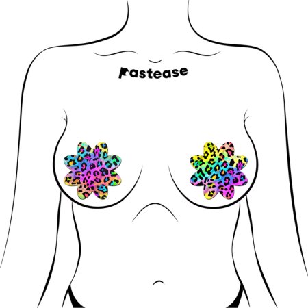 (image for) Rainbow Cheetah Leopard Print Petal Breast Pasties