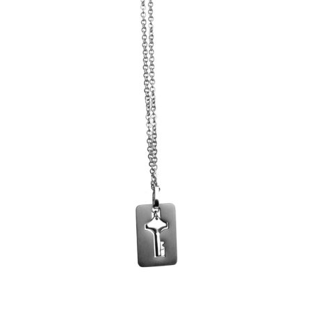 (image for) Cuffed Locking Bracelet and Key Necklace - Tungsten Steel