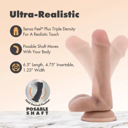(image for) Dr. Skin Plus - 6" Posable Dildo With Balls - Vanilla