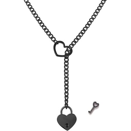 (image for) HEART & LOCK O RING SLIP CHOKE CHAIN - Black