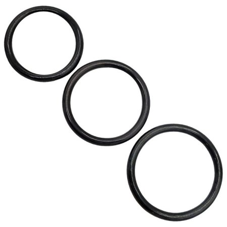 (image for) Stainless Steel 3 Piece Cock Ring Set (45/50/55mm) - Black