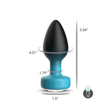 (image for) TEAL Ombre - MEDIUM Cheeky Charms Eluxe Vibrating Plug With Remote - Clear Gem