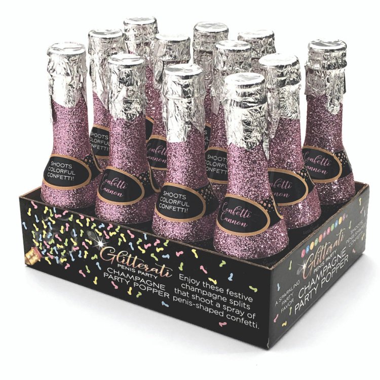 (image for) Glitterati Champagne Penis Confetti Party Poppers - 12pc Display