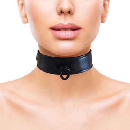 (image for) Leather Collar - Black with Black