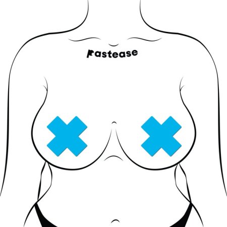 (image for) Plus X: Glow-in-the-Dark Neon Cross Pasties - Turquoise