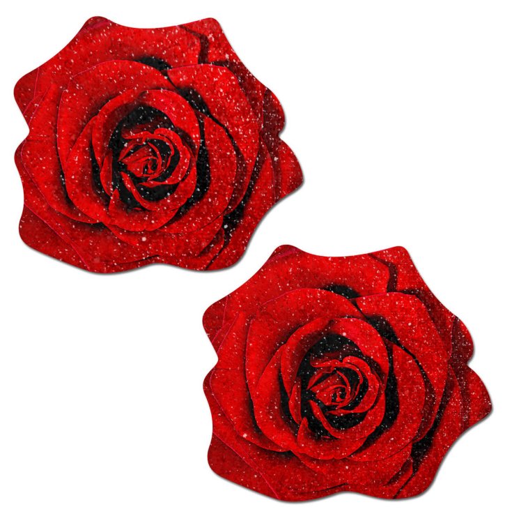 (image for) Red Glitter Velvet Blooming Rose - Red