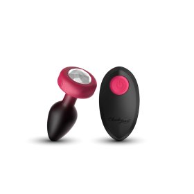 RUBY Ombre - SMALL Cheeky Charms Eluxe Vibrating Plug With Remote - Clear Gem