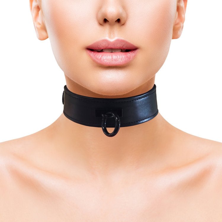 (image for) Leather Collar - Black with Black