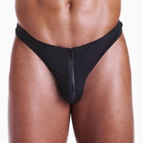 FUNDIES Unzip It Thong w/ zoro mask - OS - BLACK