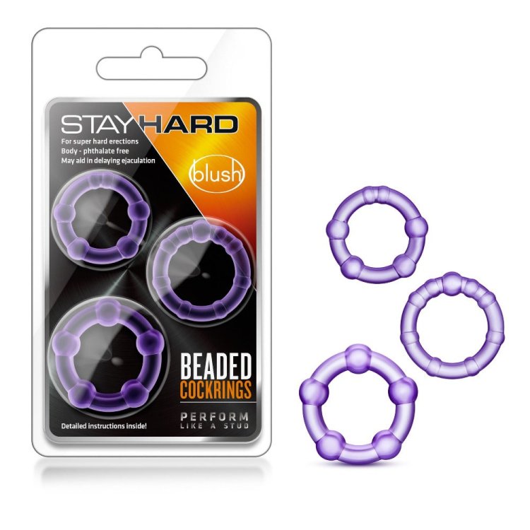 (image for) Stay Hard Beaded Cockrings - Purple