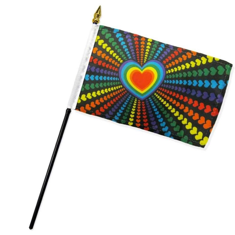 (image for) Rainbow Love 4\" x 6\" Stick Flag