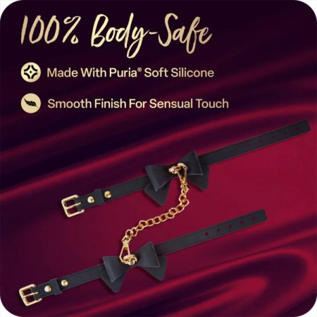 (image for) Temptasia Ardor - Silicone Wrist & Ankle Restraints - Black with Bow