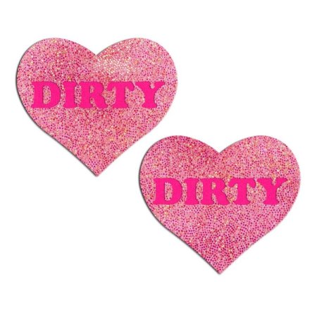 (image for) 'DIRTY' Heart Pasties - Pink on Pink
