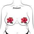 (image for) Tropical Vibrant Red Hawaiian Hibiscus Botanical Flower Breast Pasties