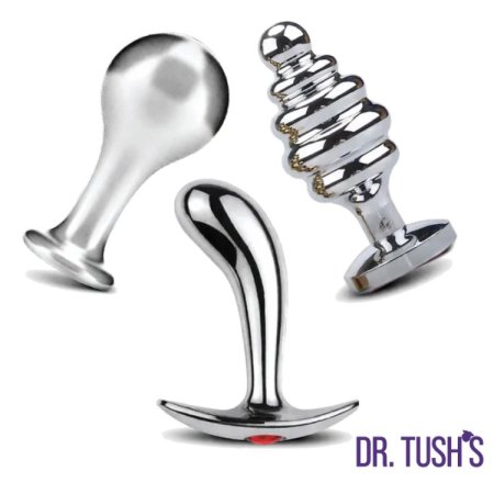(image for) Tools of Temptation Collection (Medium) - Metal Anal Plug Trio – Classic, Curved & Beaded