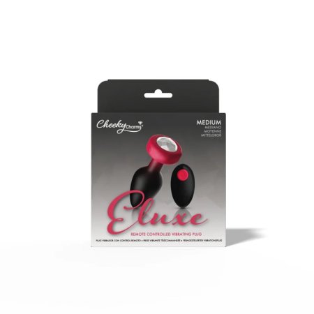 (image for) RUBY Ombre - MEDIUM Cheeky Charms Eluxe Vibrating Plug With Remote - Clear Gem