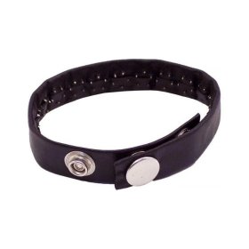 Leather Pin Prick Cock Strap In Clamshell Black