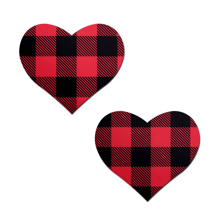(image for) Buffalo Plaid Heart Pasties - Red/Black*