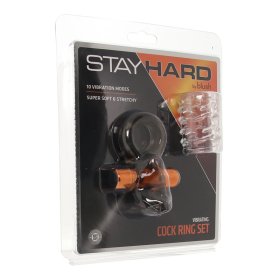Stay Hard - Vibrating Bull Cock Ring Set with Sleeve