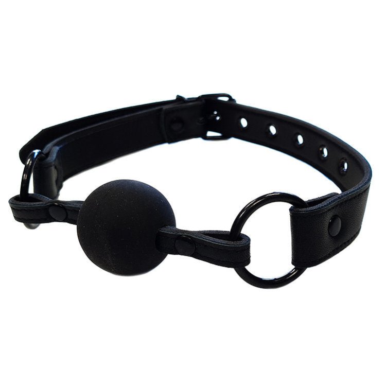 (image for) Leather Ball Gag - Black with Black