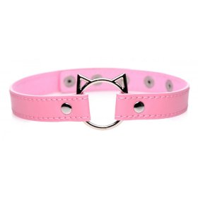 Kinky Kitty Ring Slim Choker - Pink