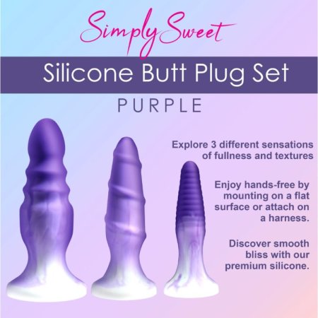 (image for) 3 piece Silicone Butt Plug Set - Purple