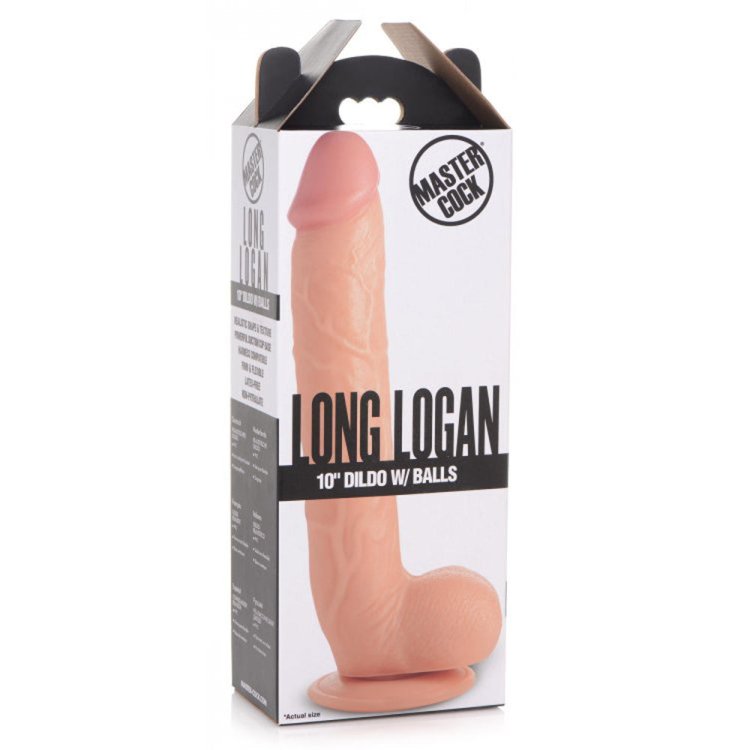 (image for) Long Logan 10\" Dildo with Balls - Light