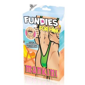 FUNDIES Mankini w/ fake moustache - OS - GREEN