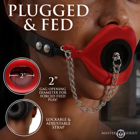 (image for) Plugged Silicone Feeding Gag - Red