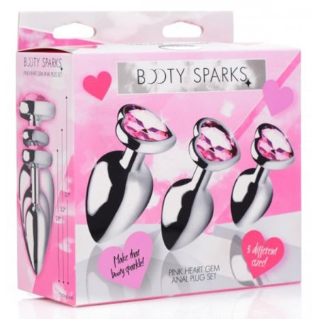 (image for) Pink Heart Gem Anal Plug Set