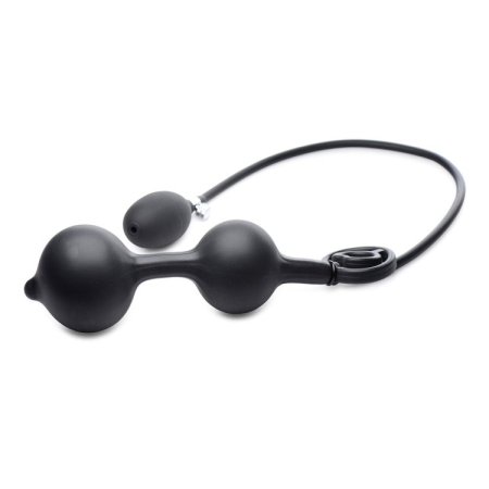 (image for) Devils Rattle Inflatable Silicone Anal Plug with Cock and Ball Ring