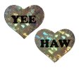 (image for) 'YEE HAW' Black on Gold Glitter Heart