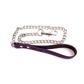 Genuine Leather Lead with Chain - Purple