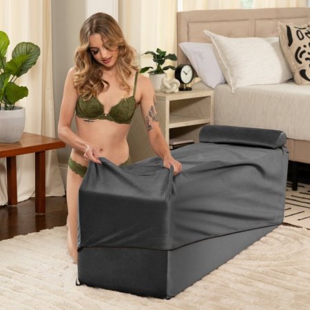 (image for) Aria Flip Chaise 18 Inch Wide - Convertible Sex Chair and Bed Bench, Black