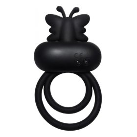 DECADENCE- BUTTERFLY BANG. Cock & Ball Strap with vibrating Stiimulation Antena Stimulator. Liquid Silicone. Multi-Speed. Rechargeable.