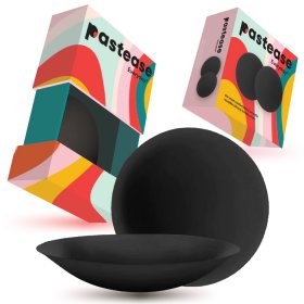 Pastease Everyday® Silicone Reusable Adhesive Nipple Covers w Travel Box - BLACK - Small (A-C cups)