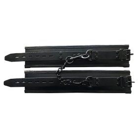 Leather Padded Wrist Cuffs - Black with Black Leather Padded Wrist Cuffs - Black with Black