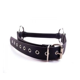 Leather Rubber O-Ring Rod Gag Black Leather Rubber O-Ring Rod Gag Black