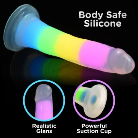 (image for) Lollicock 7" GID Rainbow Silicone Dildo*