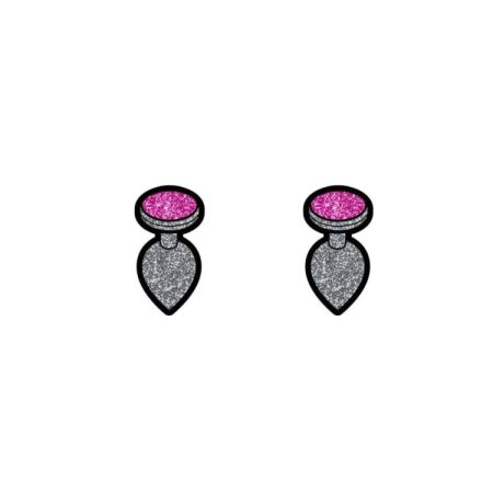 (image for) Gem Butt Plug Earrings - Pink/Silver *