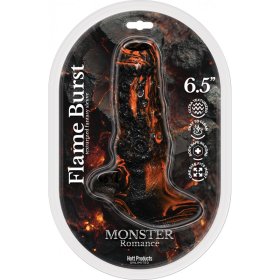MONSTER ROMANCE - FLAME BURST - TPE TEXTURED PENIS SLEEVE WITH SCROTUM STRAP
