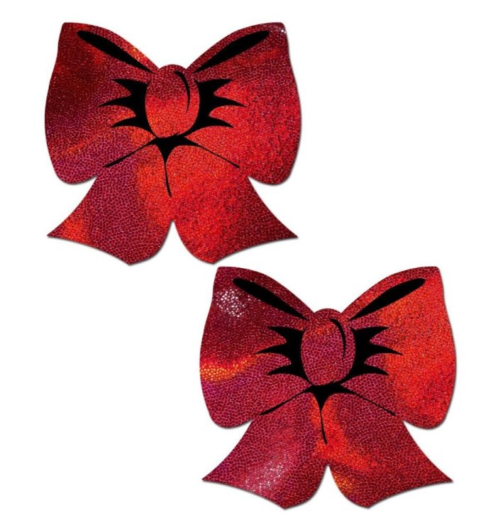 (image for) Holographic Red Bows Nipple Pasties