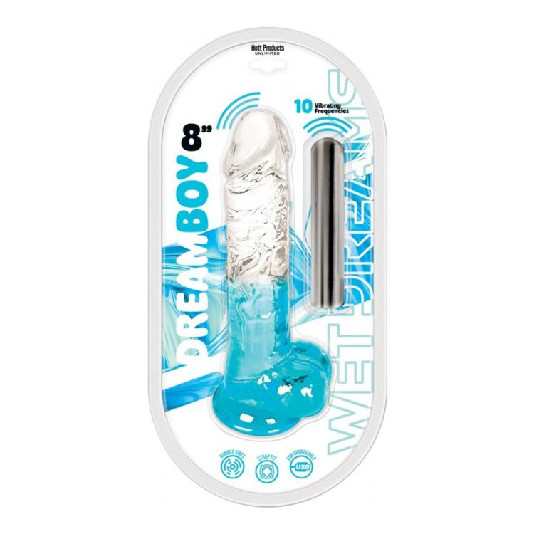 (image for) Dream Boy 8\" - Jelly Vibrator - Wet Dreams Aqua