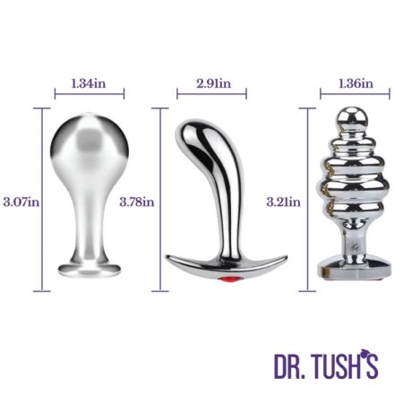 (image for) Tools of Temptation Collection (Medium) - Metal Anal Plug Trio – Classic, Curved & Beaded