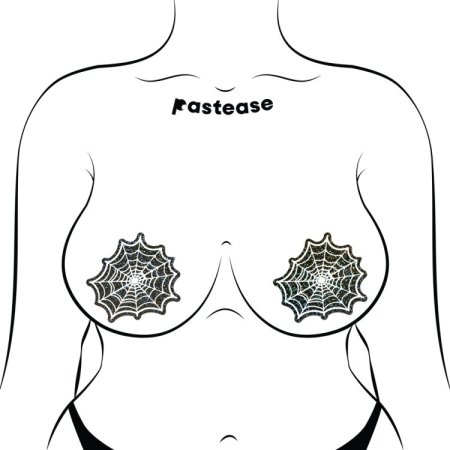 (image for) Glitter Black Glow in the Dark Spooky Spider Web Pasties