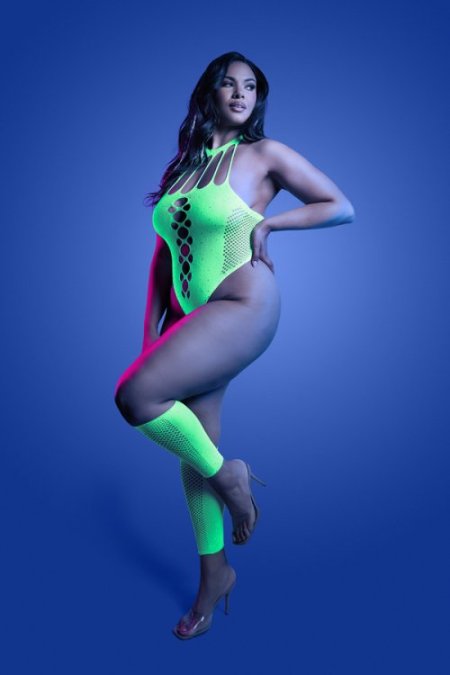 (image for) PRESSURE POINT UV reactive rhinestone knit teddy and matching gloves (can also be worn as leg warmers)