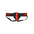 (image for) Leather Jock Strap With Stripe Black & Red Medium