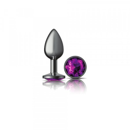 (image for) Silver Metal Plug - Round-Purple-Small