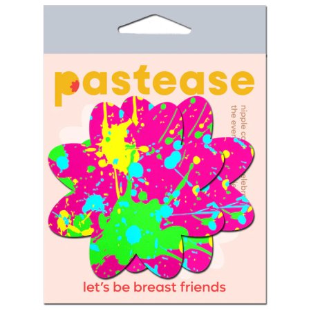 (image for) Neon Pink Graffiti Paint Splatter Petal Breast Pasties