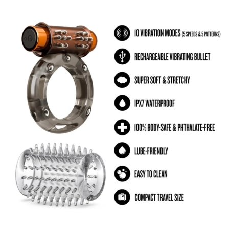 (image for) Stay Hard - Basic Vibrating Cock Ring Set with Sleeve